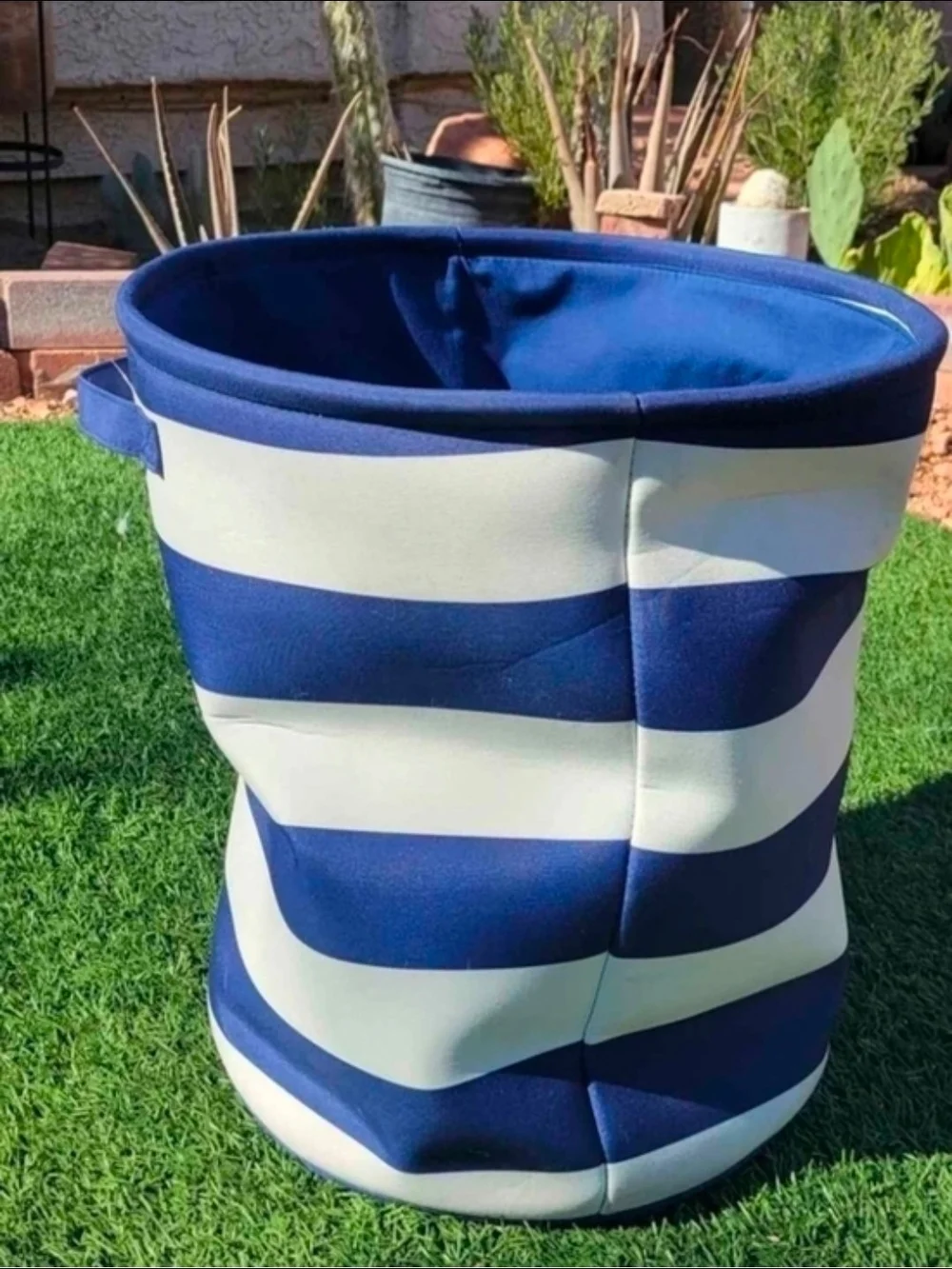 Navy & White Striped Collapsible Storage Bin - Home Storage & Organization